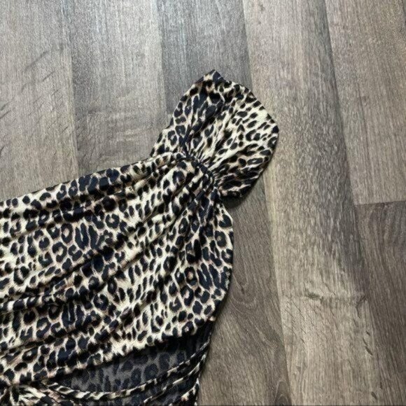 Foreign Exchange One Shoulder Leopard Print Dress Stretch Animal Print Size S - Picture 6 of 9